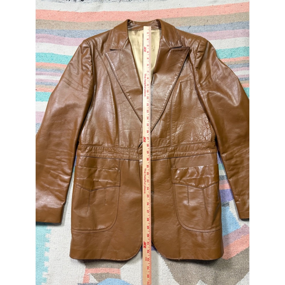 Vintage Lakeland Leather Blazer Brown Leather Sport Coat 42‎ Long Men's Jacket - Picture 4 of 8
